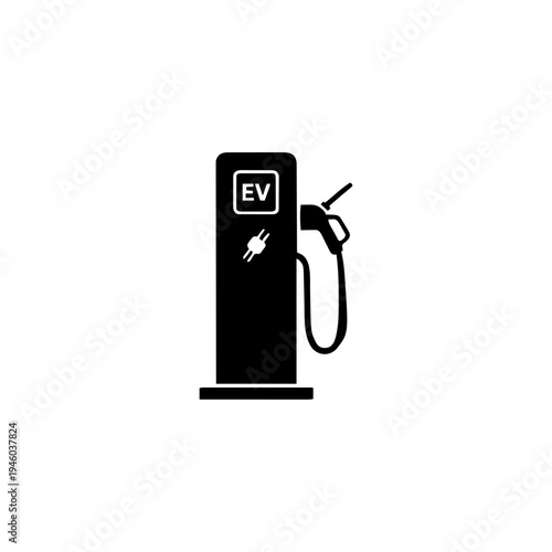 Electric Vehicle (EV) Charging Station Silhouette Vector Icon