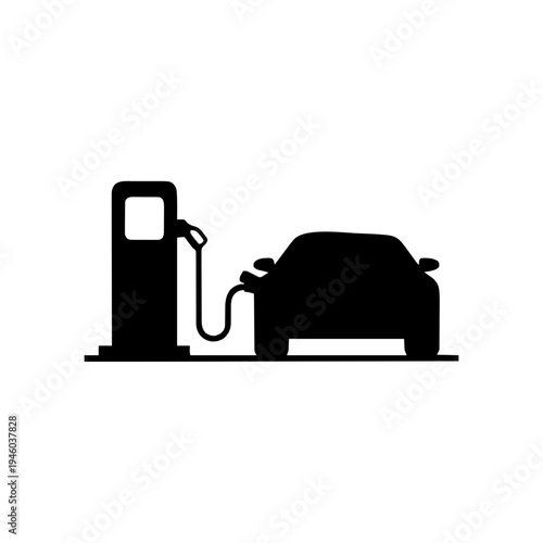 Electric Vehicle (EV) Charging Station Silhouette Vector Icon