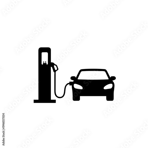 Electric Vehicle (EV) Charging Station Silhouette Vector Icon