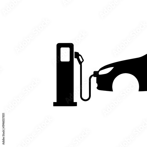 Electric Vehicle (EV) Charging Station Silhouette Vector Icon