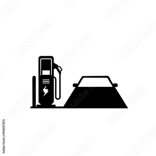 Electric Vehicle (EV) Charging Station Silhouette Vector Icon