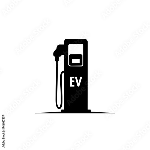 Electric Vehicle (EV) Charging Station Silhouette Vector Icon