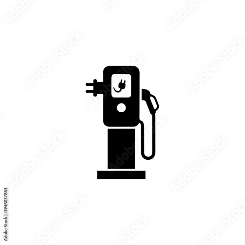 Electric Vehicle (EV) Charging Station Silhouette Vector Icon