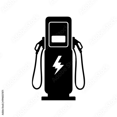 Electric Vehicle (EV) Charging Station Silhouette Vector Icon