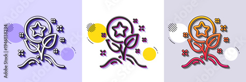 Loyalty points line icon. Halftone dotted pattern. Gradient icon with grain shadow. Bonus grows. Discount program symbol. Line loyalty points icon. Various designs. Vector