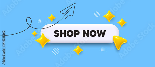 Shop now search bar. Share plane line icon. Shop now. Special offer price sign. Sale discounts symbol. Search button with 3d sparkles. Vector