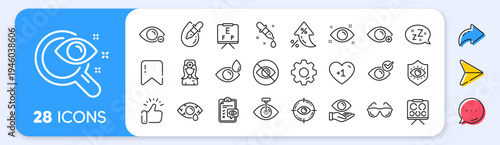 Optometry, Eye doctor line icons. Interest rate, AI generate, Inflation icons. Medical laser surgery, glasses and eyedropper. Pink eye, Cataract surgery and allergy icons. Vector