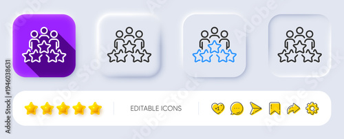 Business meeting line icon. Neumorphic, Flat shadow, 3d buttons. Employee nomination sign. Teamwork rating symbol. Line business meeting icon. Social media icons. Vector