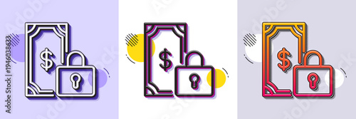 Private payment line icon. Halftone dotted pattern. Gradient icon with grain shadow. Dollar sign. Finance symbol. Line private payment icon. Various designs. Vector