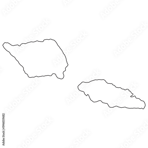 Samoa island map outline contours, border cartography geographic