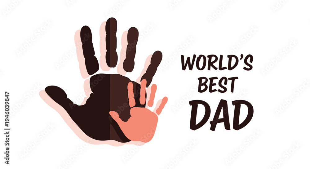 Fototapeta premium Vector illustration of handprint 'World's Best Dad' Father's Day