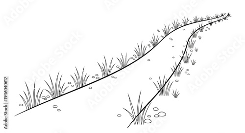 Serene landscape with winding stream and lush grassy banks