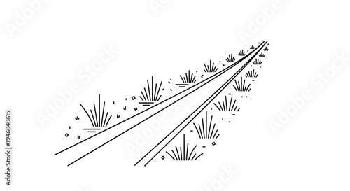 Dynamic roadside illustration with speed lines and grass