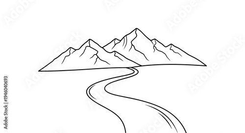 Winding road to majestic mountain peaks landscape