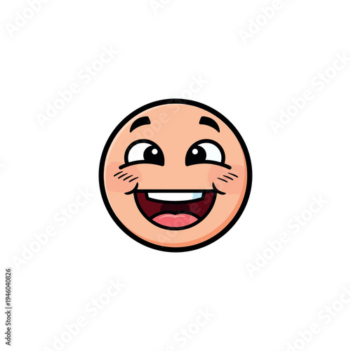 Happy Cartoon Face with Joyful Expression.