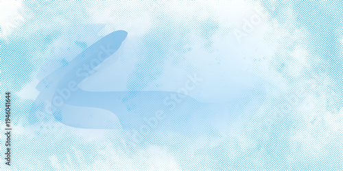 Light sky blue shades watercolor background. Aquarelle paint paper textured canvas for design with the sunlight passing, creating a miraculous abstract shape, illustrator.