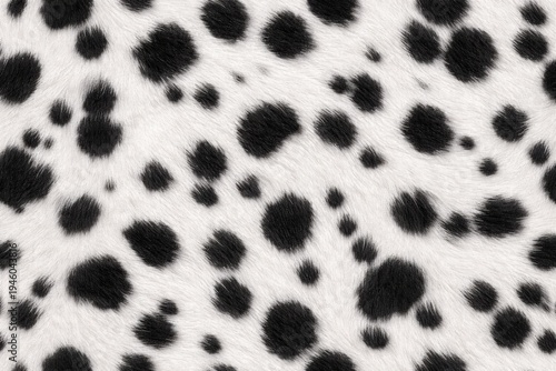 Dalmatian Dog Fur Pattern Seamless Texture. Close-up dalmatian spotted coat detail. Domestic canine fur surface design. Realistic dalmatian fur texture background. Detailed dog fur macro close-up.  