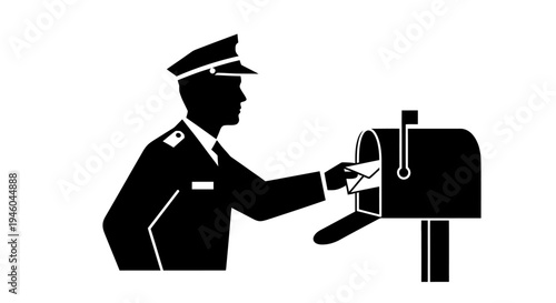 Mailman putting letter in mailbox.