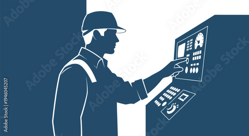 Man in hard hat operating machine.