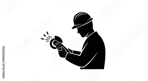 Man wearing hard hat welding metal.