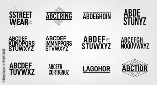 Collection of typographic designs for apparel branding with urban style.