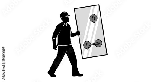 Man carrying large light switch plate.