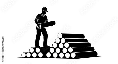 Man cutting logs with chainsaw outdoors.