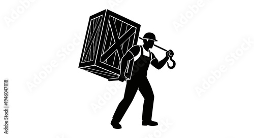 Man carrying a large wooden crate.