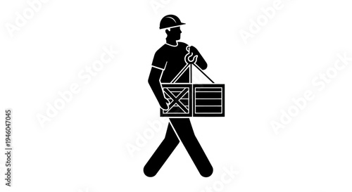 Man carrying a wooden crate.