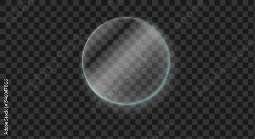 Premium 3D Round Glassmorphism Mirror with Glowing Pink Neon Light Abstract Circular Portal with Realistic Reflective Floor for Luxury Product Showcase and Tech UI Background