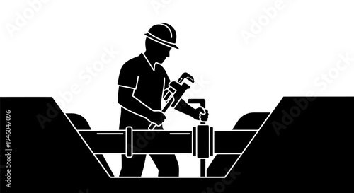 Worker with hard hat and hammer.