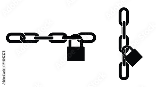 Black chain and padlock illustration a secure connection silhouette