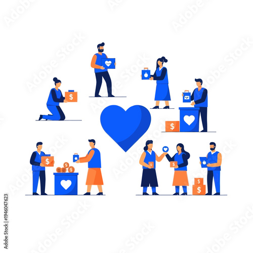 Charity and Volunteering: People Donate Goods and Money for Good Cause