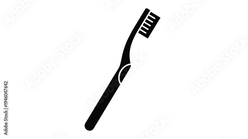 A simple black silhouette of a toothbrush highlighting daily hygiene silhouette