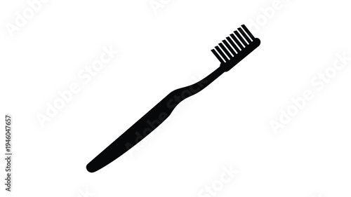A black toothbrush depicted in a striking minimalist silhouette