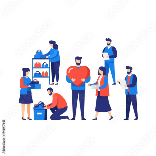 Volunteers Helping Out, Charity, Donation, Community Support, Giving, Caring