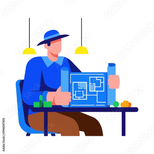 Architect Designer Planning Building Blueprint Construction Project