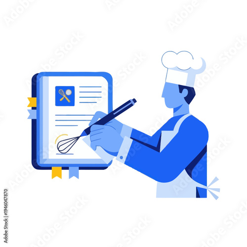 Chef Signing Recipe Book with Whisk