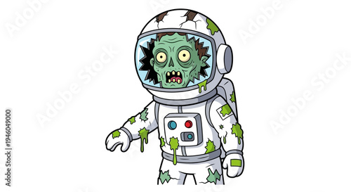 Cartoon zombie astronaut in space suit 1.