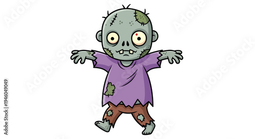 Cartoon zombie character standing alone 2.
