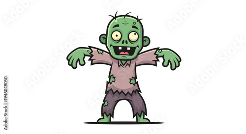 Cartoon zombie character standing alone 1.