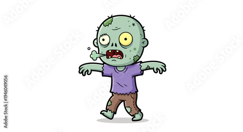 Cartoon zombie character standing alone 3.