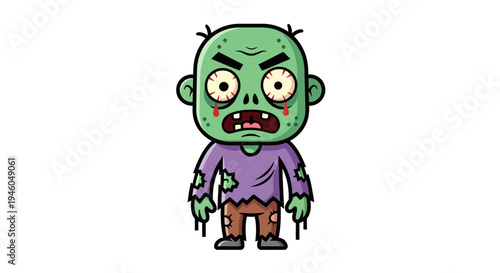 Cartoon zombie character standing alone 5.