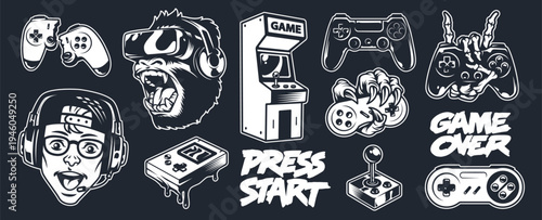 Game designs on dark bg