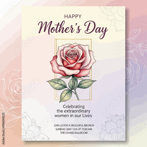 Mother's Day celebration greeting card invitation.