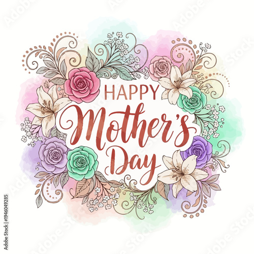 Happy Mother's Day floral decorative design.
