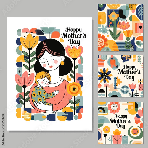 Mother's Day card with flowers and baby.