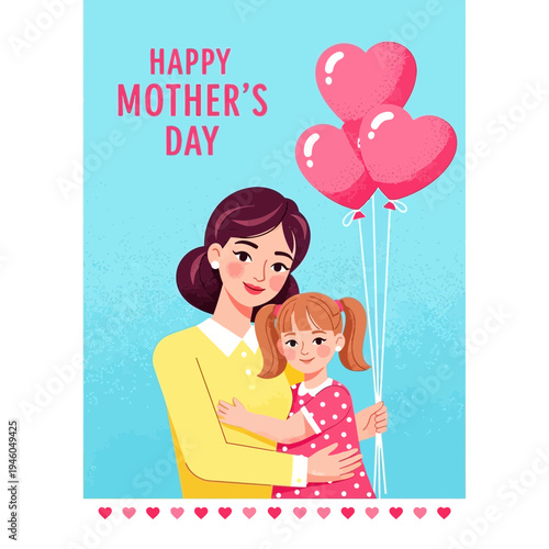 Happy Mother's Day greeting card illustration.