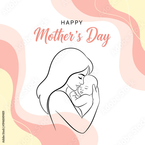 Mother's Day greeting card with illustration.