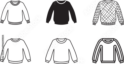 Set of six women's long sleeve sweaters vector illustration flat design